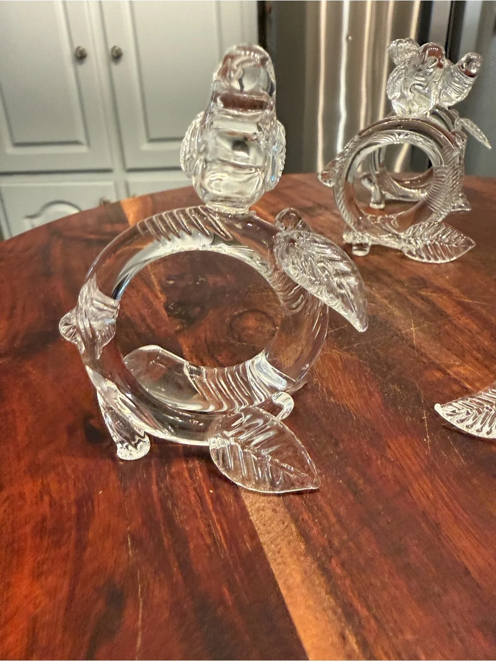 Pottery Barn clear glass bird napkin ring Set Of 5 Vintage
